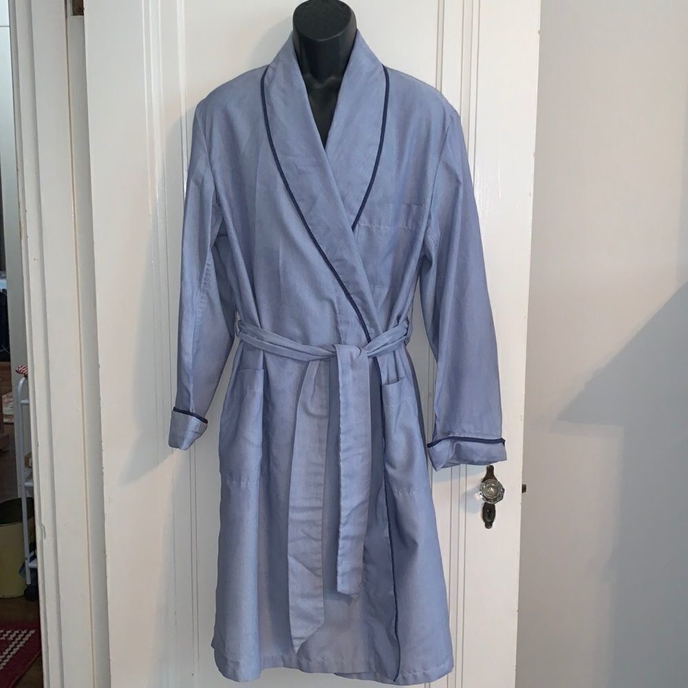 Vtg State of Maine blue striped robe